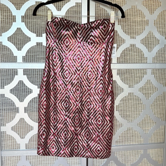 NWT Charlotte Russe Pink and Silver Strapless Sheath Dress - Picture 1 of 8